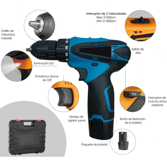 Taladro Inalámbrico 24V Kit Profesional | Potente y Versátil para Bricolaje